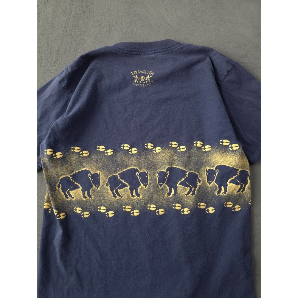 Vintage 1990s Buffalo New York Roaming Around Blue Cotton‎ T-shirt Gildan L - Picture 6 of 10